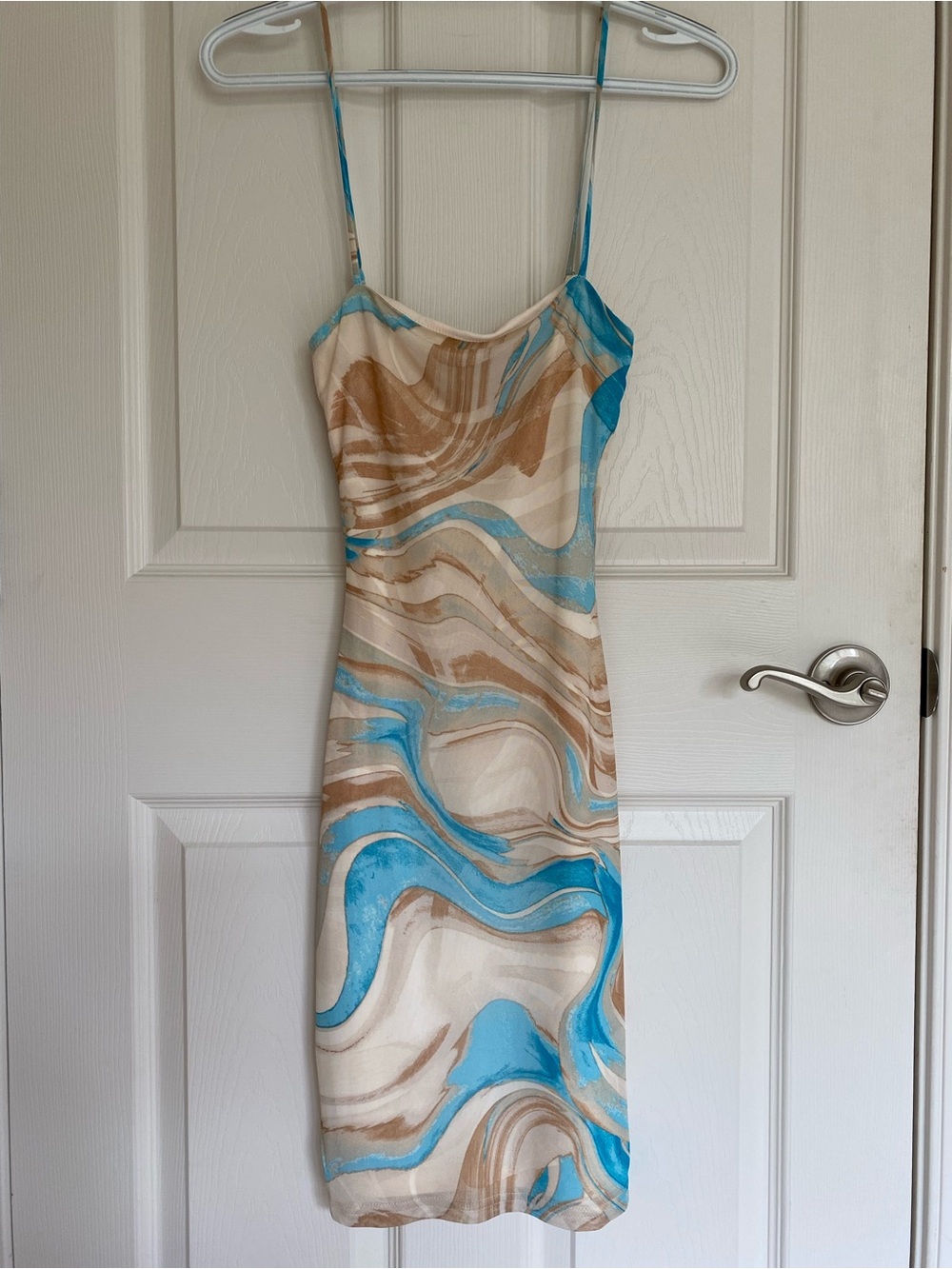 Windsor Women’s Sleeveless Bodycon Dress, Teal Brown Swirl, Size S NWT